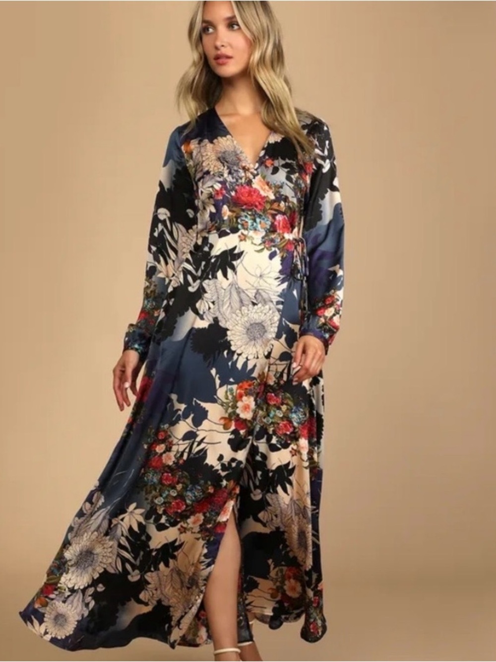 Lulu's Floral  Wrap Maxi Dress